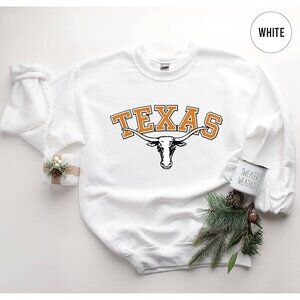 Texas Longhorns Sweatshirt White University of Texas UT Crewneck shirt 190